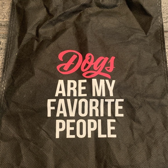 Dogs Are My Favorite People Bag, 12”x9” Black, Pink, White Color, NWOT - Picture 4 of 4